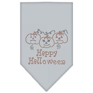 Mirage Pet Products 67-13-01 SMGY Happy Halloween Rhinestone Bandana Grey Small