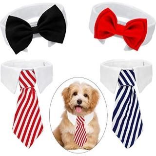 4 Pieces Pet Bow Tie Adjustable Pet Neck Tie Costume Formal Dog Collar for Small