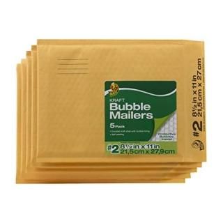 Duck Brand Kraft Bubble Mailers #2 - 8.5 x 11 Inches 5-Pack 284692 by Duck