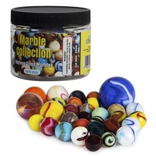 My Toy House Glass Marbles with Portable Container Assorted Sizes and Colours by