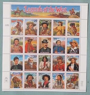 Legends of the West Complete Pane of Twenty 29 Cent Stamps Scott 2869 By USPS