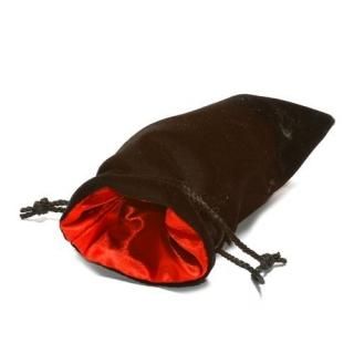 5X8 Black Velvet Dice Bag with Red Satin Lining by Koplow Games