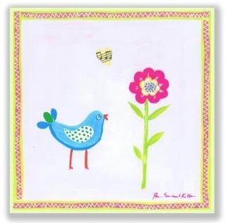 The Kids Room by Stupell Blue Bird and Pink Flower Square Wall Plaque