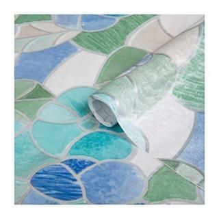 1 Roll - DC Fix 3460213 Blue/Green Stained Glass Self-Adhesive Window Film