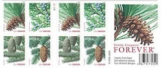 Holiday Evergreen FOREVER Stamps Pane of 20