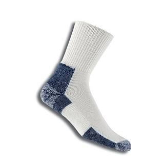 X-Large 1 Pair White/Navy - Thorlos Unisex XJ Running Thick Padded Crew Sock