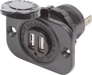 Blue Sea Systems 1016-BSS Dual USB Charger Socket 12/24v 2.1a black
