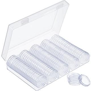 30 mm - Hicarer 100 Pieces Coin Capsules Round Plastic Coin Holder Case with Sto