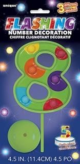 Number 8 - Flashing Number 8 Cake Topper Decoration