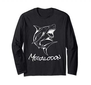 Megalodon Sketch Cool Ancient Giant Shark Long Sleeve T-Shirt