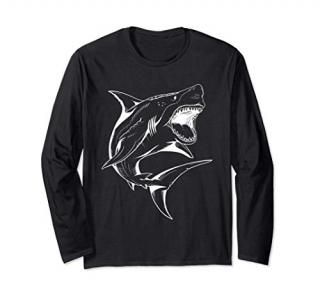 Megalodon Sketch Cool Ancient Giant Shark Long Sleeve T-Shirt