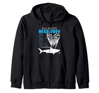Megalodon shark gift funny facts Megalodon Zip Hoodie