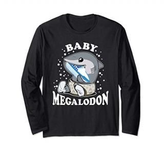 Baby Megalodon Jaw Giant Shark Lover Gift Long Sleeve T-Shirt