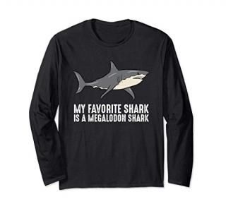 Cartoon Megalodon My Favorite Shark Is A Megalodon Shark Long Sleeve T-Shirt