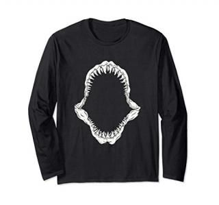 Megalodon Jaw Shark Teeth Dinosaur Giant Shark Lover Gift Long Sleeve T-Shirt