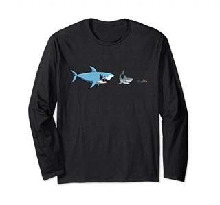 Megalodon Long T-Shirt - Giant Great White Shark Dinosaur