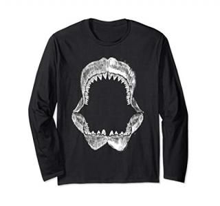 Megalodon Shark Love Hand Drawing Cool Graphic Design Long Sleeve T-Shirt