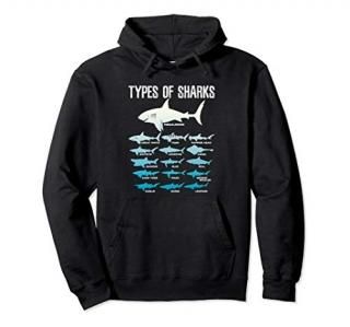 Types Of Sharks Marine Biologist 16 Shark Lovers Gift Pullover Hoodie