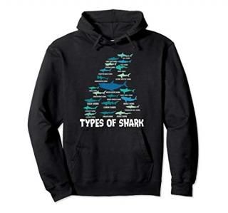 Types of Shark Megalodon Great White Nurse Shark Pullover Hoodie