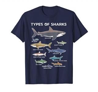 9 Types Of Sharks T-Shirt Educational Colorful Ocean Tee