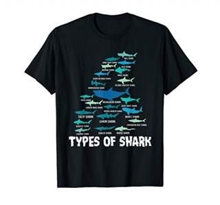 Types of Shark Megalodon Great White Nurse Shark T-Shirt