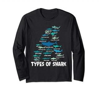 Types of Shark Megalodon Great White Nurse Shark Long Sleeve T-Shirt