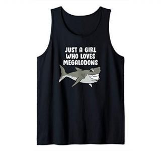Just a Girl Who Loves Megalodons Kids Cartoon Megalodon Tank Top