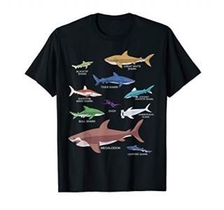 Types of Sharks Marine Biology Megalodon Great White T-Shirt