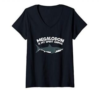 Womens Megalodon Is My Spirit Animal V-Neck T-Shirt
