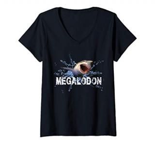 Womens Megalodon Jaw Shark Teeth Giant Shark Shark lover Gift V-Neck T-Shirt