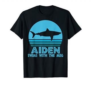 Aiden Swims with the Megalodon Paleontology T-Shirt
