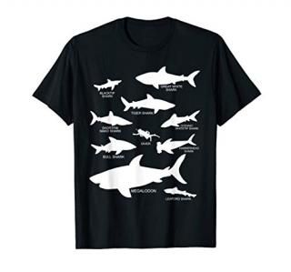 Types of Sharks Marine Biology Megalodon Great White T-Shirt