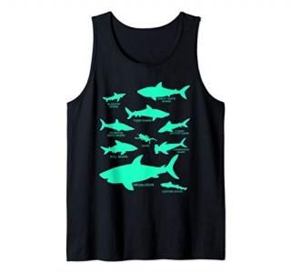 Types of Sharks Marine Biology Megalodon Great White Tank Top