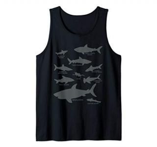 Types of Sharks Marine Biology Megalodon Great White Tank Top