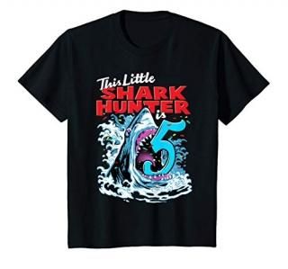 Kids 5th Birthday  5 Years Old Shark Shirt Megalodon Year 5