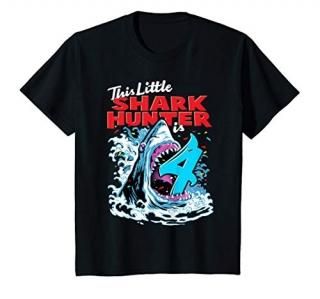 Kids Birthday 4 Year Old Shark 4th bday Megalodon Boys & Girls T-Shirt