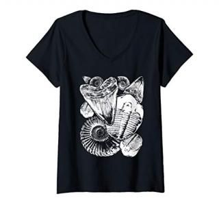Womens Fossil hunter paleontologist fossil hunting V-Neck T-Shirt