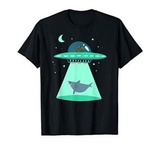 Bigfoot UFO Megalodon Giant Shark Funny Alien Abduction Gift T-Shirt