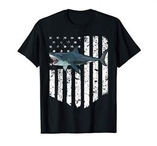 White American Flag Megalodon 4th Of July T-Shirt