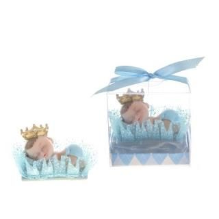 Lunaura Baby Keepsake - Set of 12 Boy Baby Wearing Crown Napping on Pillow Favor