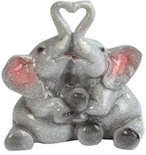 George S. Chen Imports Grey Elephants Making a Heart Figurine 12cm