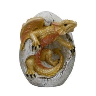 4.75 Inch Yellow Dragon Hatchling in Egg Casing Statue Figurine