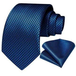 Silk Blue NecktieDiBanGu Woven Tie and Pocket Square Set for Men Wedding Busines
