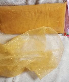 54 Inch X 10 Yards Premium Glitter Tulle Fabric Bolt Gold by NST