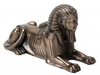 Small Bronze Metal Colored Egyptian Style Sphinx Figurine Statue by YTC