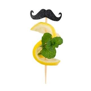 2.7 Inch Cocktail Skewers 100 Moustache Design Birthday Party Toothpicks - Point