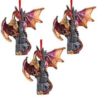 Set of 3 - Zanzibar the Gothic Dragon 2012 Holiday Ornament Set of 3