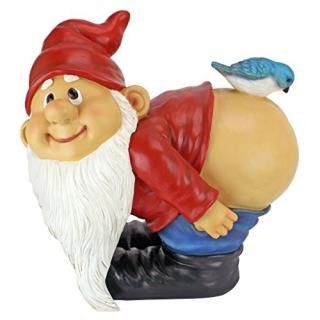 Large - Design Toscano Loonie Moonie Bare Buttocks Garden Gnome Statue Large