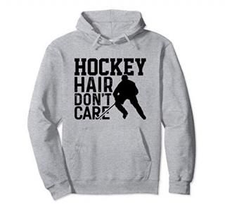 Hockey Hair Don't Care Hockey Player Pullover Hoodie