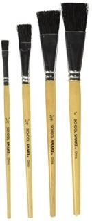 School Smart Interlocked Black Bristle Short Handle Paint Brush Set&#44; Clear&#